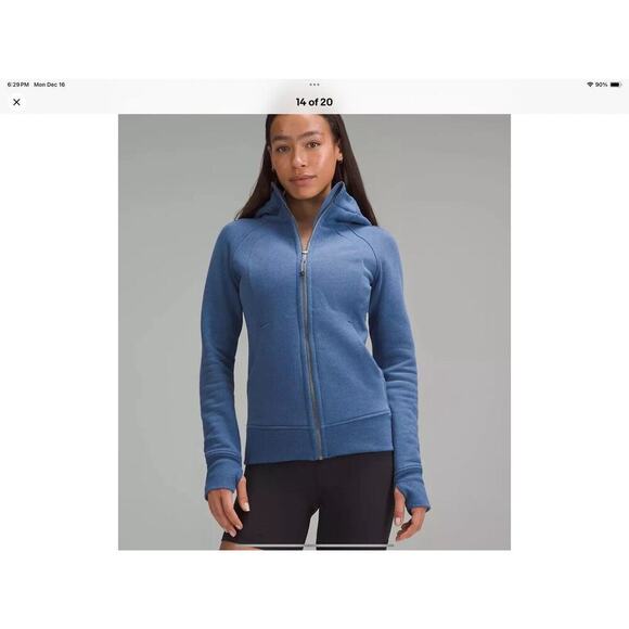 Lululemon Scuba Full-Zip Hoodie Heathered Oasis Blue Size 14 NWT - Picture 1 of 7